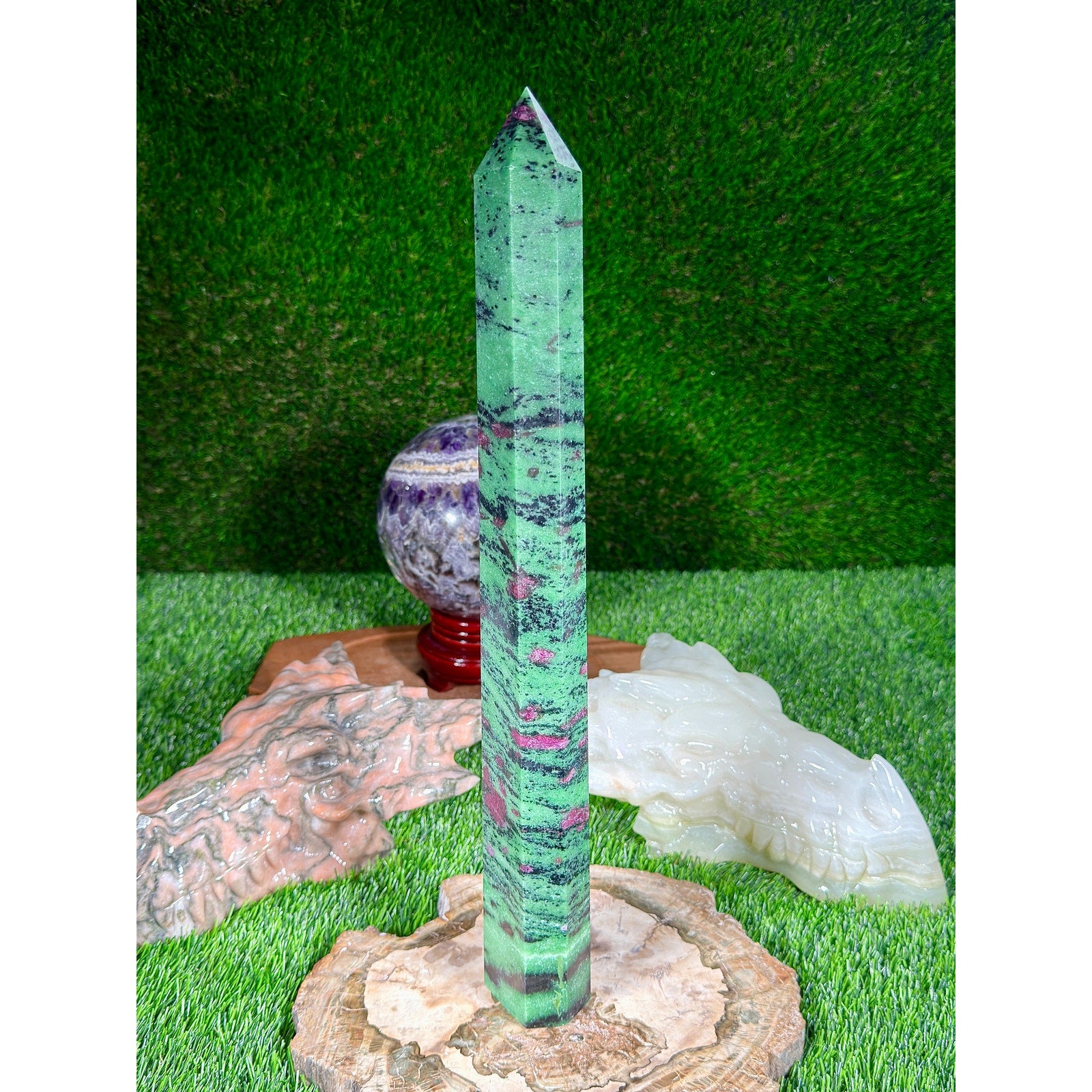 Massive Ruby Zoisite Crystal Tower 14.75in 2lb 15.5oz