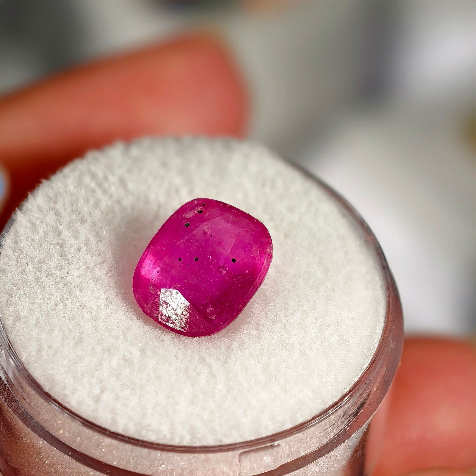 4.35ct Ruby (Glass Filled) Cushion Cut Gemstone
