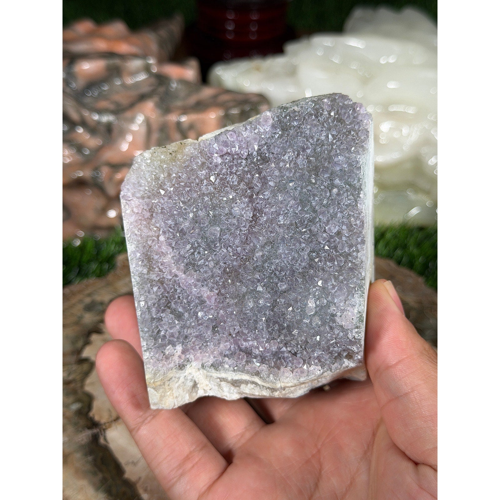 Light Purple Brazilian Amethyst Crystal Geode, 3 in,1 lb 7.3 oz