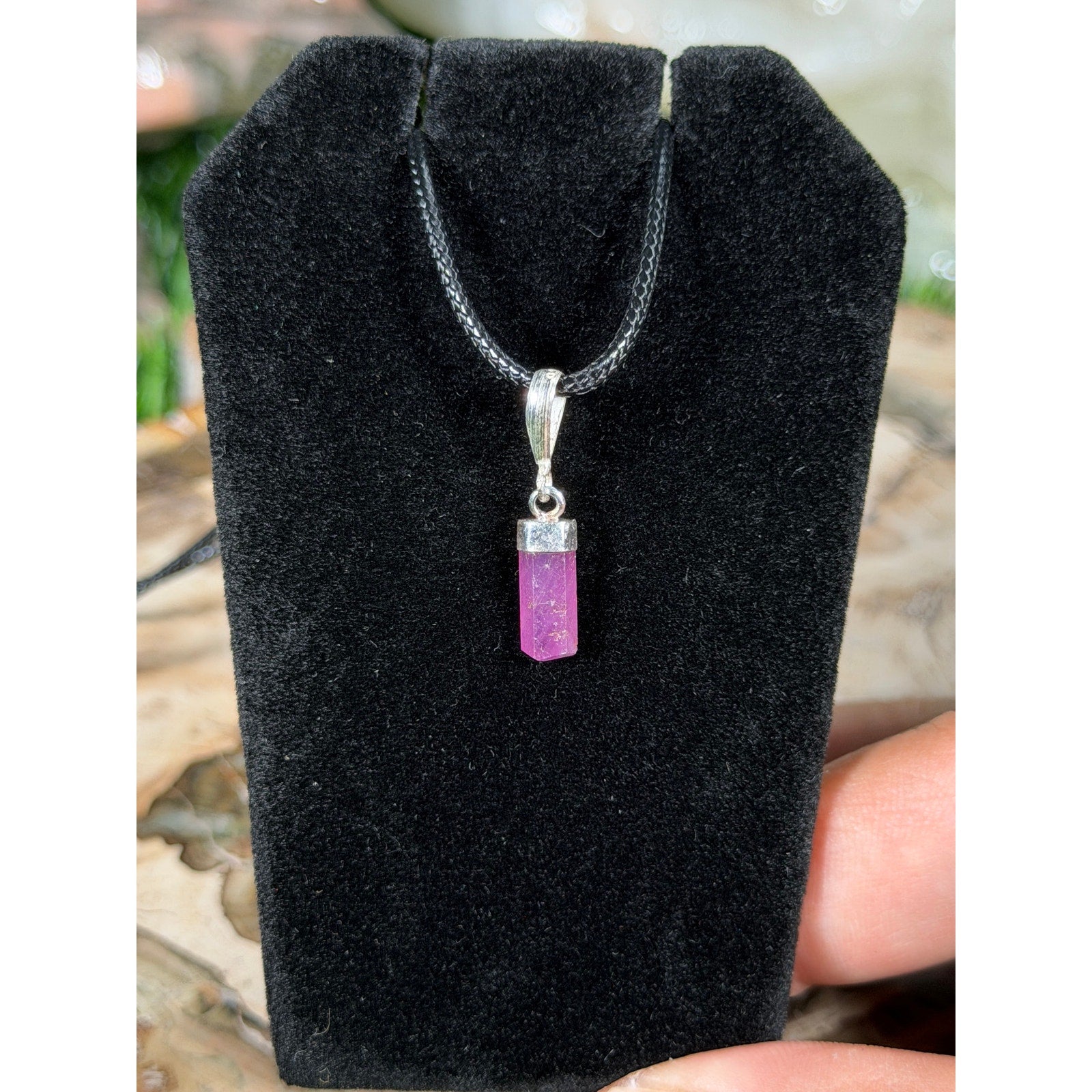 Sterling Silver Ruby Pendant w/ FREE 19in Black Cord Necklace