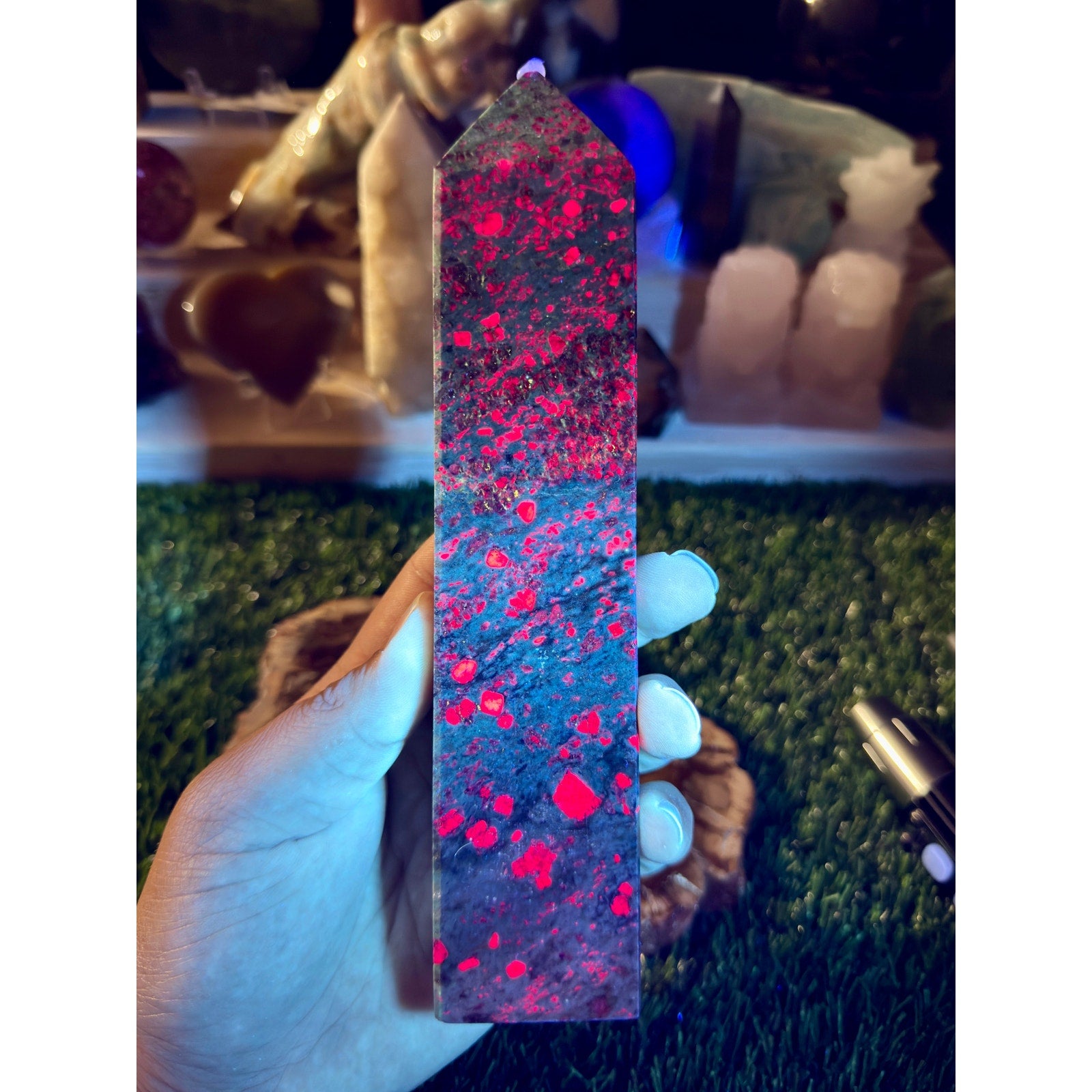 Ruby in Fuchsite Tower | 1 lb 5.8 oz | UV-Reactive Statement Tower
