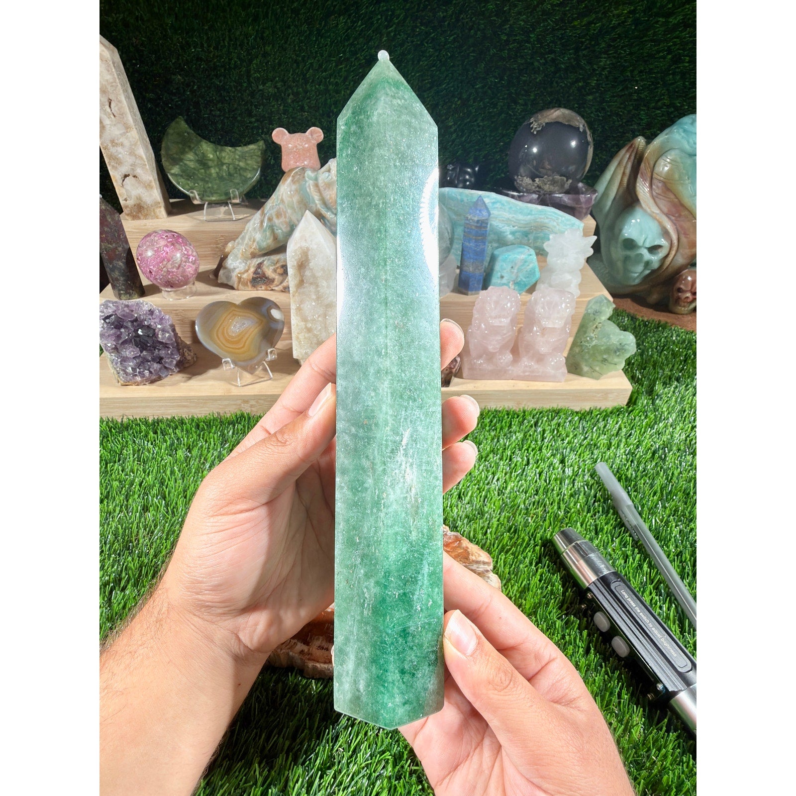 Green Aventurine Tower | 2 lb 3.1 oz | 10.25 Inch Statement Crystal Tower