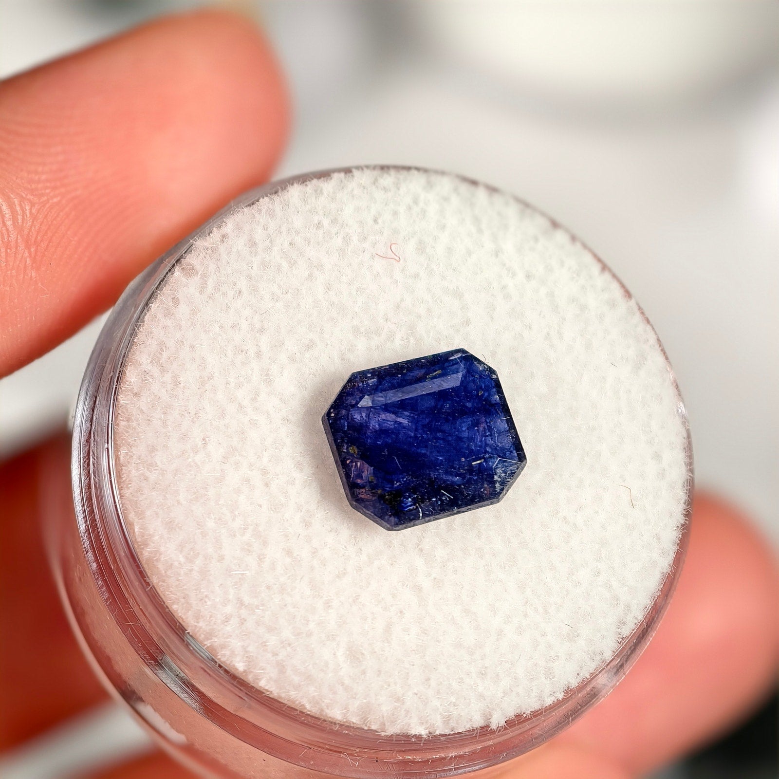 3.05ct Blue Sapphire (Glass Filled) Emerald Cut Gemstone