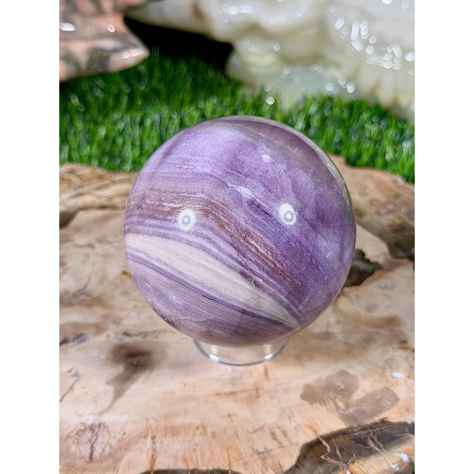 66mm Purple Candy Fluorite Crystal Sphere 1lb 0.8 oz