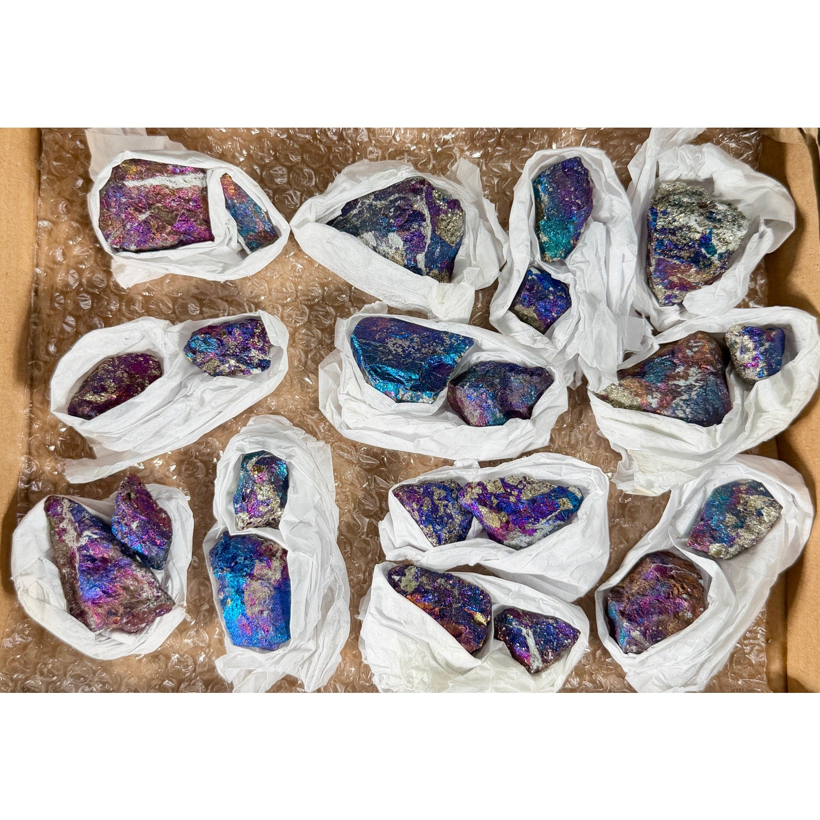 21PC Peacock Ore Chalcopyrite Crystal Rough Lot 2lb 9.1oz