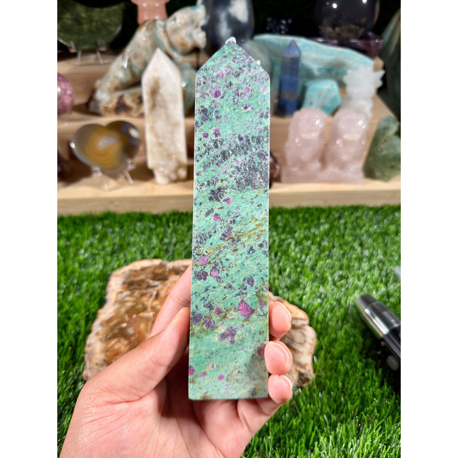 Ruby in Fuchsite Tower | 1 lb 5.8 oz | UV-Reactive Statement Tower