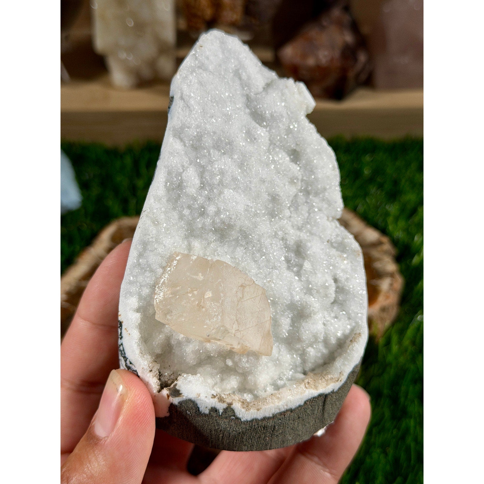 Apophyllite on Mordenite | 1 lb 1 oz | Sparkly White Zeolite Specimen