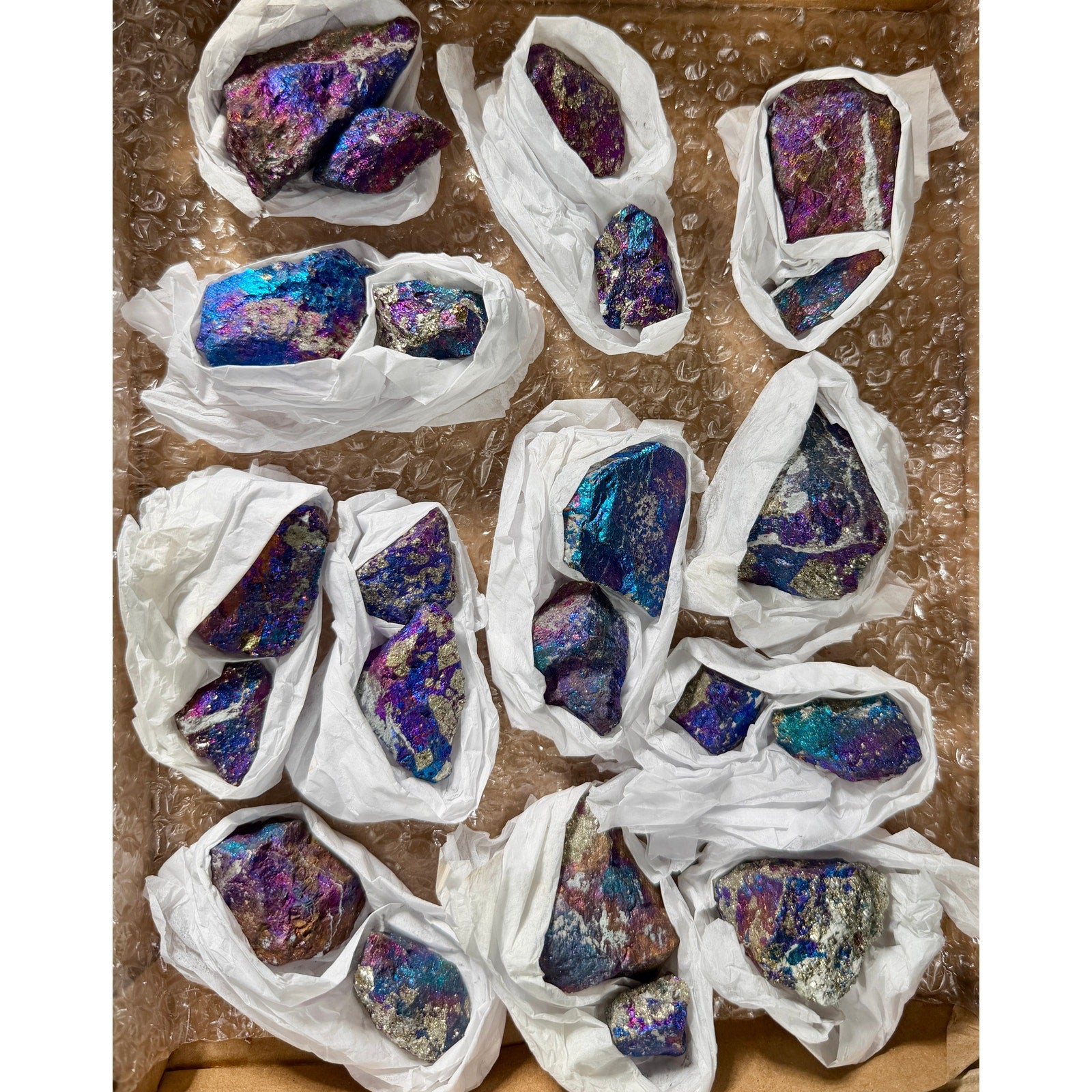 21PC Peacock Ore Chalcopyrite Crystal Rough Lot 2lb 9.1oz