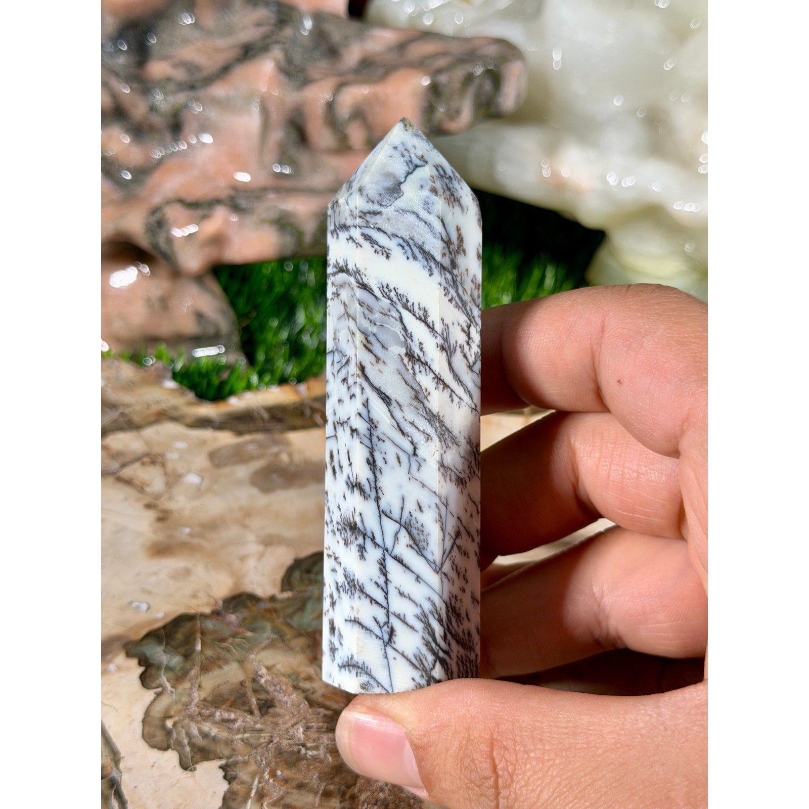 Dendritic Jasper Crystal Tower 3.5 in 3.5 oz