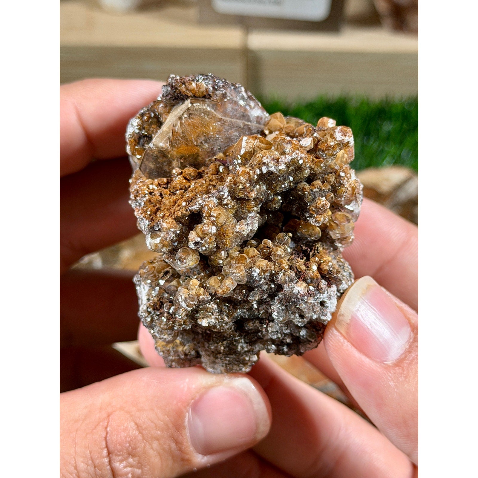 Brown Calcite Cluster | 3.8 oz / 108 g | Sparkly UV-Reactive Crystal Cluster
