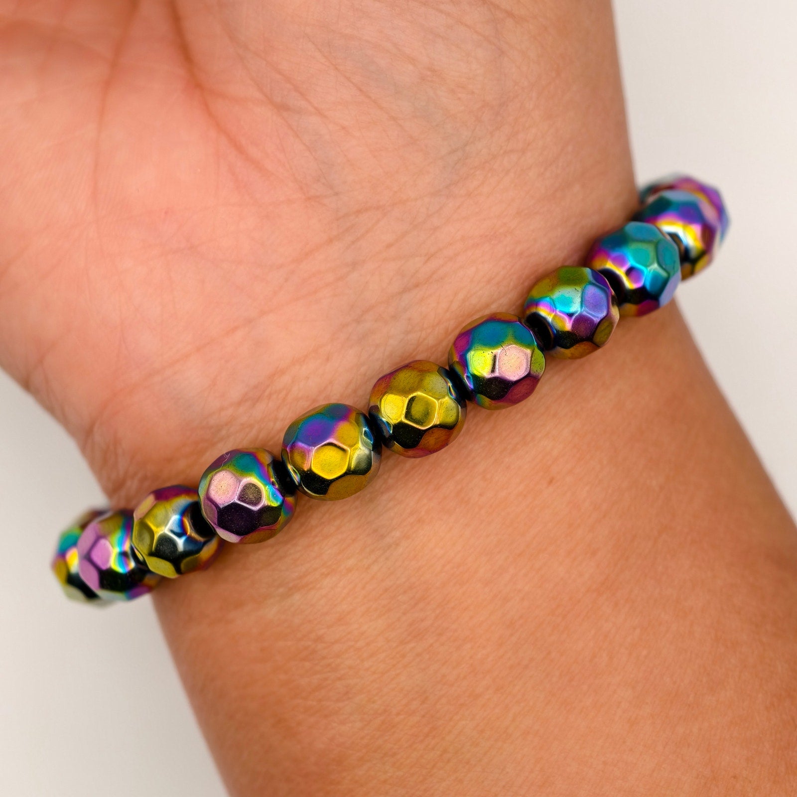 Aura Coated Hematite Crystal Bracelet