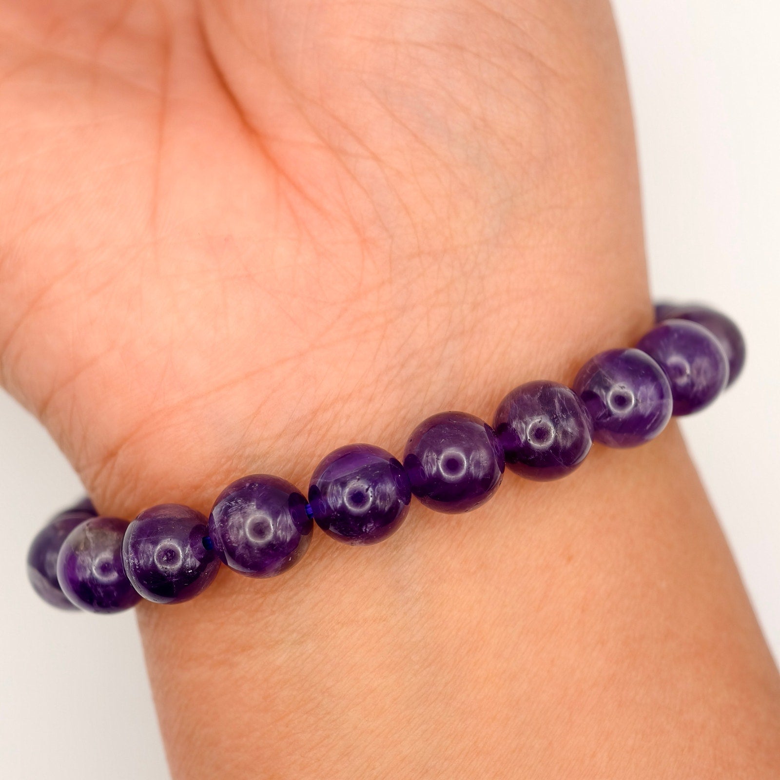 Deep Dark Amethyst Crystal Bracelet  8.5mm