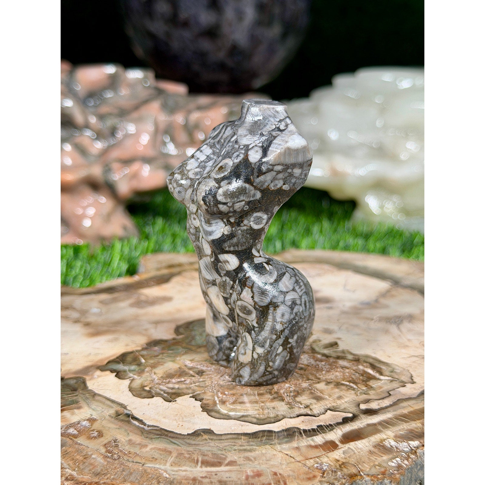 Shell Stone Jasper Lady Body Crystal Carving  3in 4.2oz