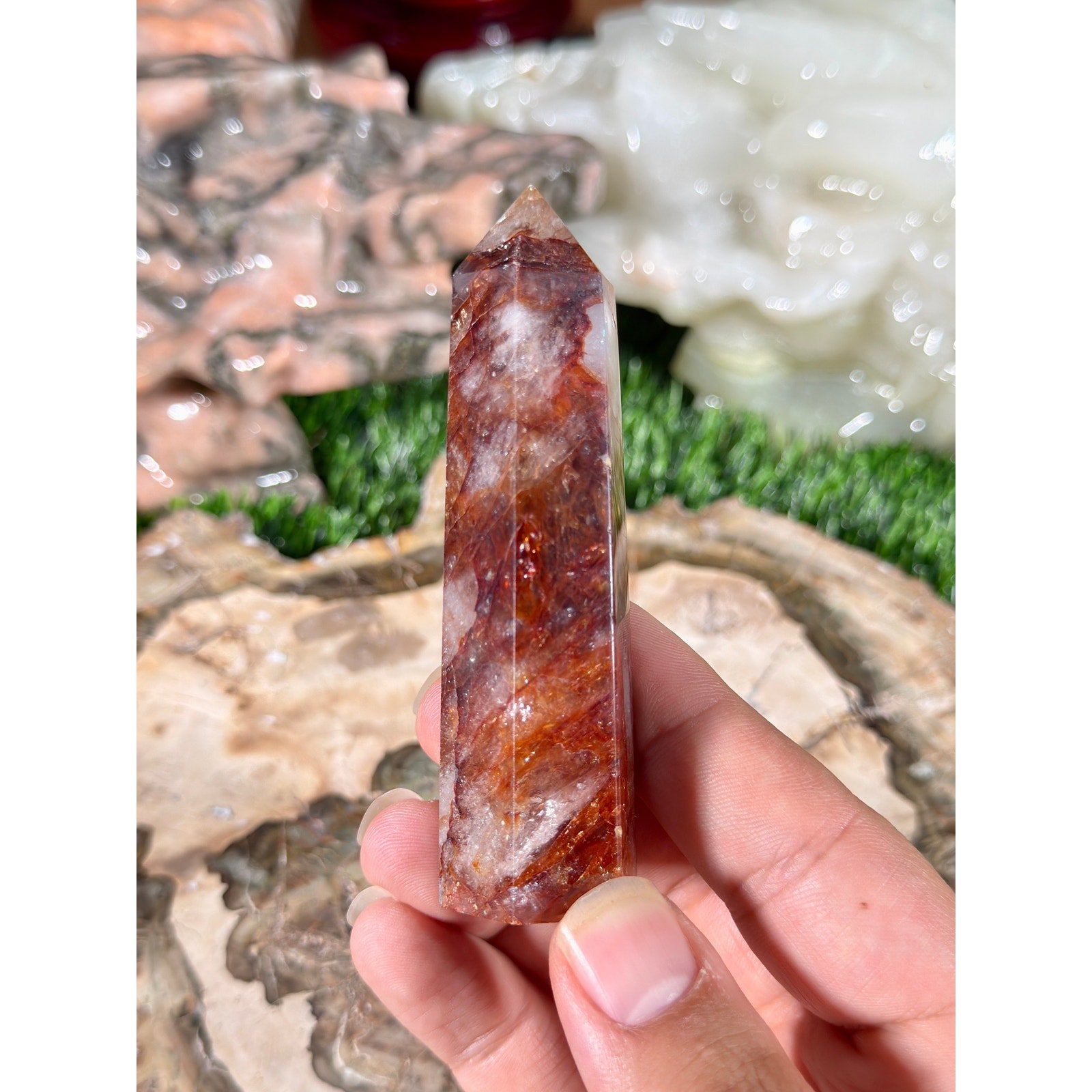 Fire Quartz Crystal Tower 3.5in 3.3oz