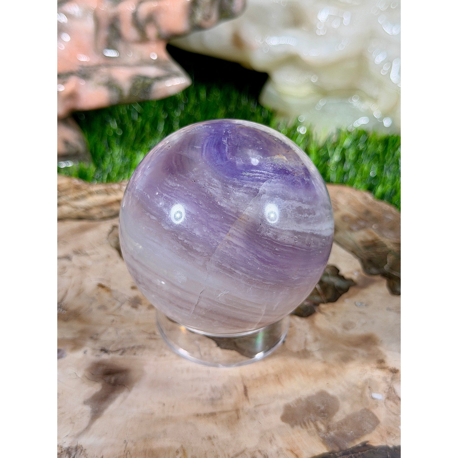 63mm Purple Candy Fluorite Crystal Sphere 15 oz