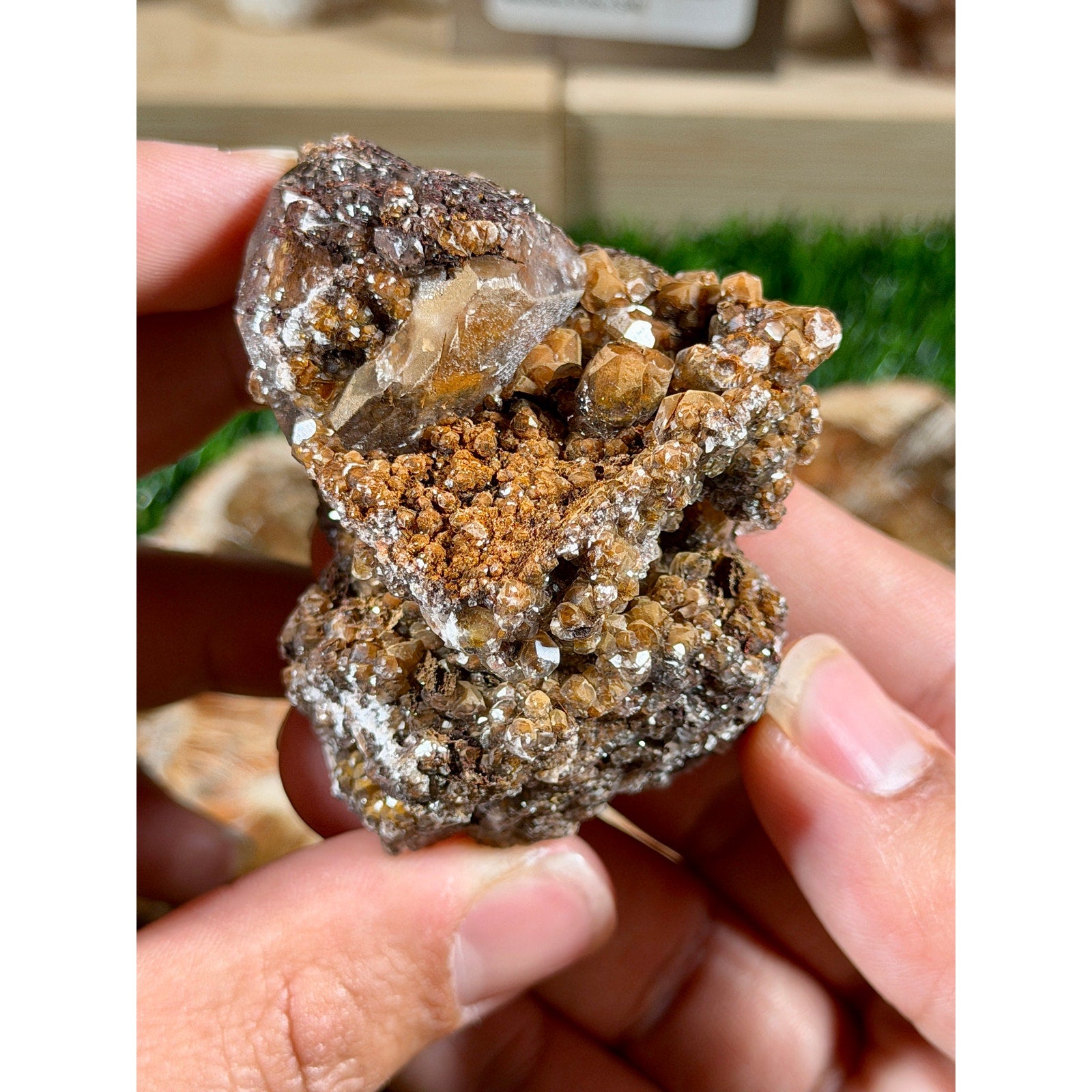 Brown Calcite Cluster | 3.8 oz / 108 g | Sparkly UV-Reactive Crystal Cluster