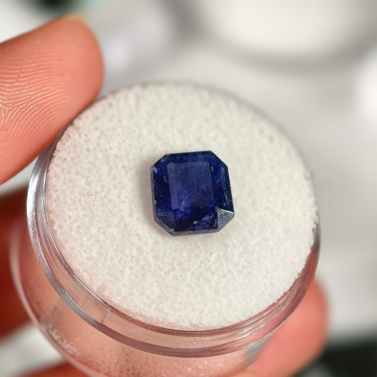 3.05ct Blue Sapphire (Glass Filled) Emerald Cut Gemstone