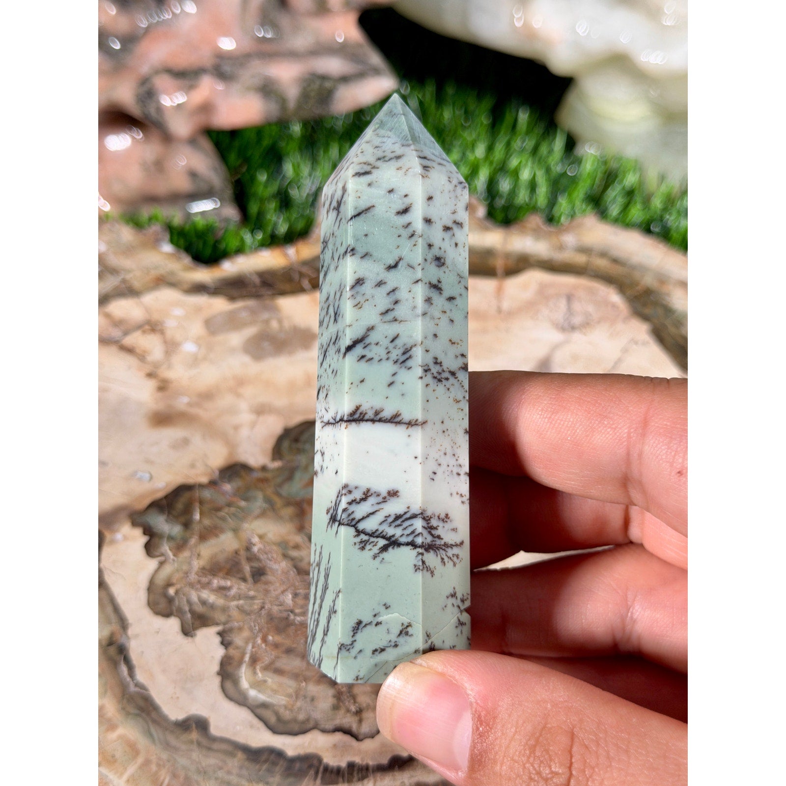 Dendritic Jasper Crystal Tower 3.5in 3.5oz